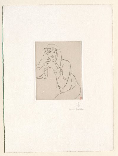 Junge Frau, die Hände auf der Lehne eines Möbelstücks gefaltet von Henri Matisse