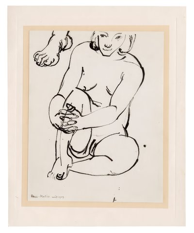 Sitzender weiblicher Akt, ein Knie haltend, mit Skizze eines Fußes von Henri Matisse