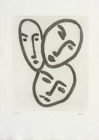 Drei Köpfe; An die Freundschaft: Masken von Apollinaire, Matisse und Rouveyre von Henri Matisse