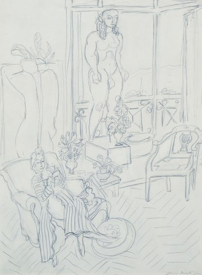 Frau in einem Innenraum; Hotel Regina, Cimiez, Nizza von Henri Matisse