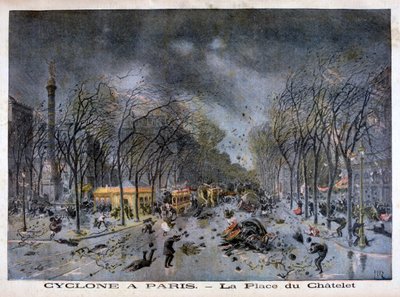 Ein Zyklon in Paris, Place du Châtelet, 1896 von Henri Meyer
