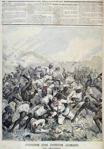 Zerstörung einer deutschen Expedition nach Afrika - in „Le Petit Journal“ vom 03.10.1891 von Henri Meyer