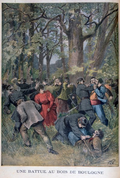 Kampf zwischen Gendarmen und Zivilisten im Bois de Boulogne, Paris, 1895 von Henri Meyer
