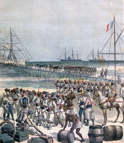 Landung der senegalesischen Truppen am neuen Kai in Cotonou, Benin, 1892 von Henri Meyer
