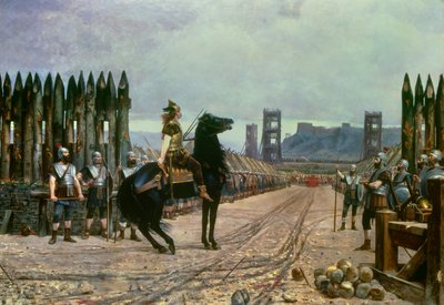 Der gallische Anführer Vercingetorix (72-46 v. Chr.) ergibt sich dem römischen Anführer Julius Caesar (100-44 v. Chr.) nach der Schlacht von Alesia im Jahr 52 v. Chr. von Henri Paul Motte