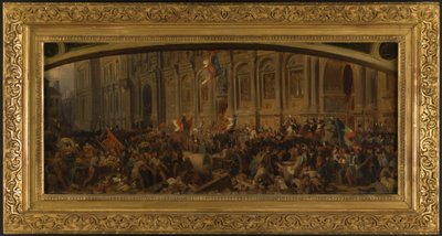 Lamartine stößt die rote Fahne am Hôtel de Ville zurück, 25. Februar von Henri Philippoteaux