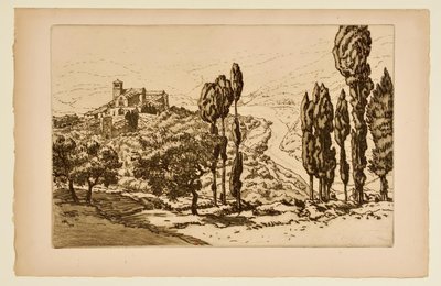 [Die Basilika von Assisi von La Rocca aus gesehen] von Henri Rivière