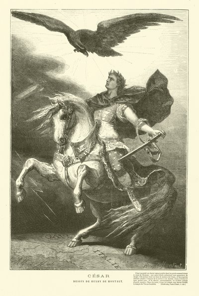 Julius Caesar zu Pferd mit einem kaiserlichen Adler über ihm von Henri de (after) Montaut