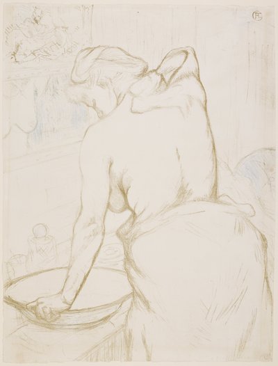 Frau bei ihrer Toilette, sich waschend von Henri de Toulouse-Lautrec