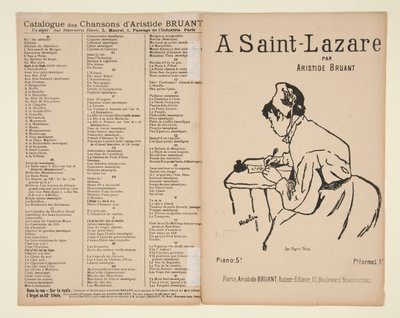 A Saint-Lazare, Worte und Musik von Aristide Bruant, Titelblatt für Noten von Henri de Toulouse Lautrec