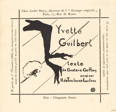 Werbung für das Album Yvette Guilbert von Henri de Toulouse Lautrec