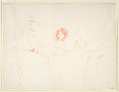 Frau mit einem Tablett, Frühstück, Madame Baron und Mademoiselle Popo (aus der Serie Elles) von Henri de Toulouse Lautrec