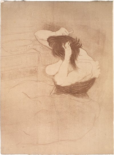 Frau, die sich kämmt, die Frisur von Henri de Toulouse Lautrec