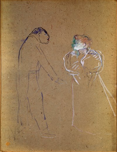 Lucien Germain Guitry (1860-1925) und Jeanne Granier. Zeichnung von Henri de Toulouse-Lautrec von Henri de Toulouse Lautrec