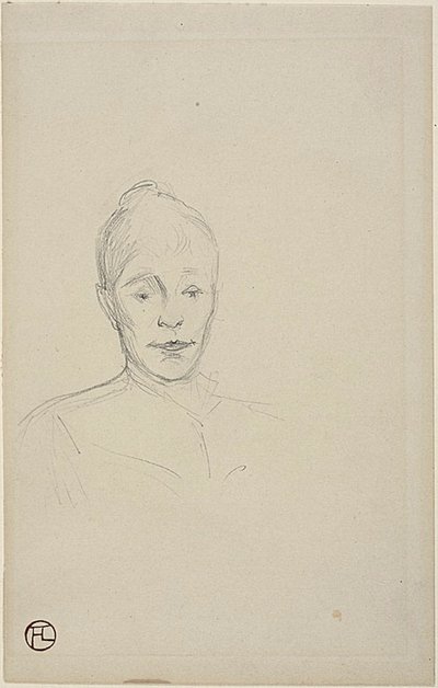 Studie: Gesicht einer Frau mit hohem Kragen von Henri de Toulouse Lautrec