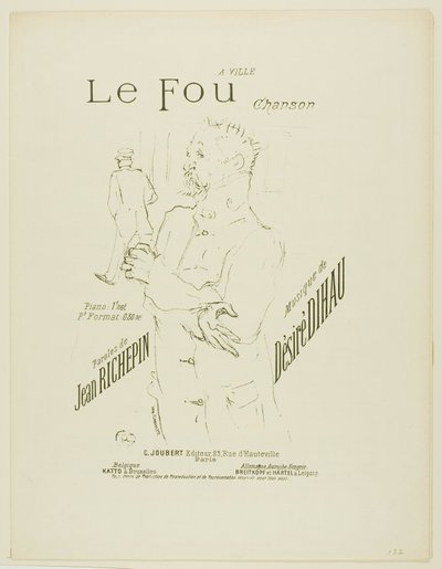 Der Verrückte, aus Mélodies de Désiré Dihau von Henri de Toulouse Lautrec