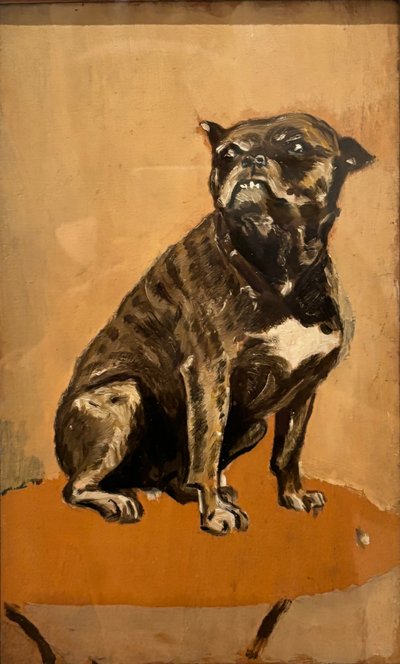 Touc, auf einem Tisch sitzend von Henri de Toulouse Lautrec