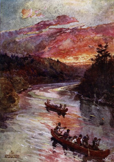 Kanus auf einem nordamerikanischen Fluss von Henry (after) Sandham