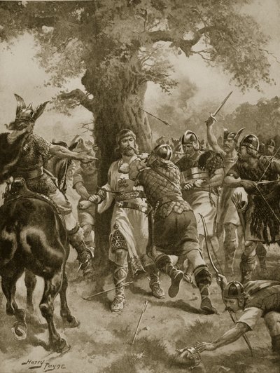 St. Edmund von den Dänen getötet, 870 n. Chr., Illustration aus 