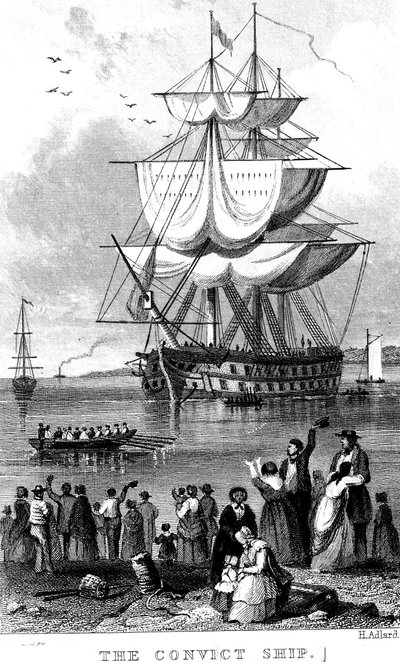 Das Sträflingsschiff, ca. 1820 von Henry Adlard