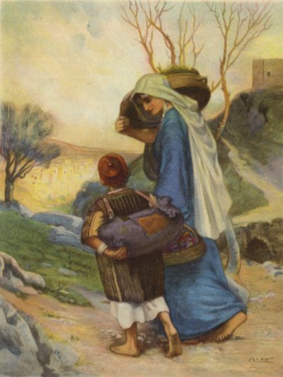 Frau von Siloam bringt Essen nach Hause (Farblithografie) von Henry Andrew Harper