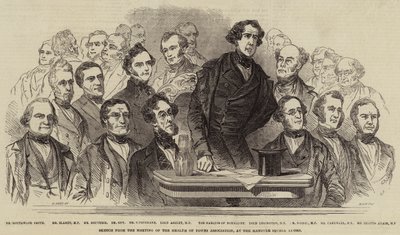 Skizze von der Versammlung der Health of Towns Association, in den Hanover Square Rooms von Henry Anelay