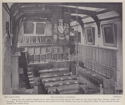 Innenraum der Guildhall, Canterbury, Kent von Henry Beauchamp Collis