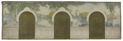 Skizze für das Rathaus von Asnières: Die Seine an der Clichy-Brücke von Henry Bouvet
