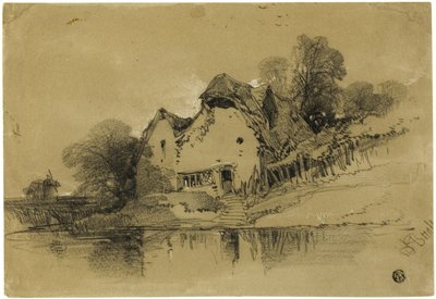 Hütte am Rand des Kanals von Henry Bright