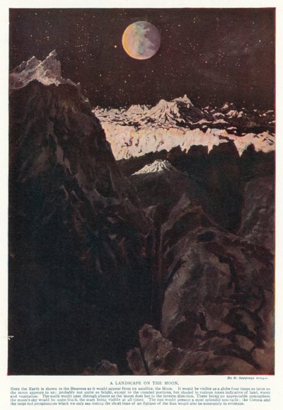 Eine Landschaft auf dem Mond (Farblithografie) von Henry Charles Seppings Wright