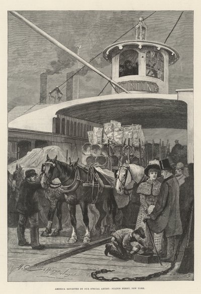 Amerika wieder besucht von unserem Sonderkünstler, Fulton Ferry, New York von Henry Charles Seppings Wright