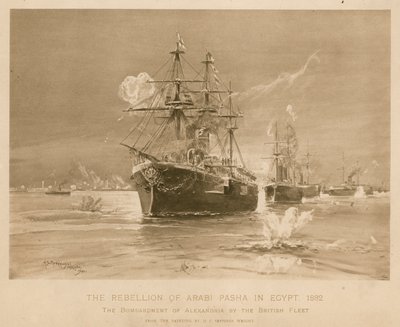 Bombardierung von Alexandria durch die britische Flotte während der Rebellion von Ali Pascha, Ägypten von Henry Charles Seppings Wright