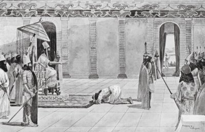 Nabonidus sendet Anweisungen an Belshazzar von Henry Charles Seppings Wright