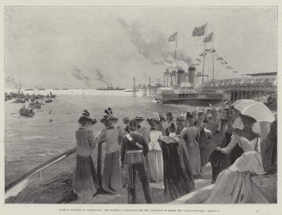 Königliches Wetter in Folkestone, Abreise Ihrer Majestät nach dem Kontinent an Bord der Calais-Douvres von Henry Charles Seppings Wright