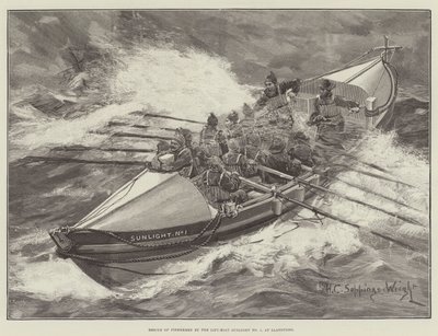 Rettung von Fischern durch das Rettungsboot Sunlight No 1 in Llandudno von Henry Charles Seppings Wright