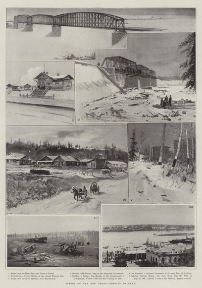 Szenen auf der neuen Transsibirischen Eisenbahn von Henry Charles Seppings Wright