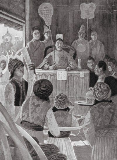 Siamesische Gesandte zollen dem Kaiser von China Tribut von Henry Charles Seppings Wright
