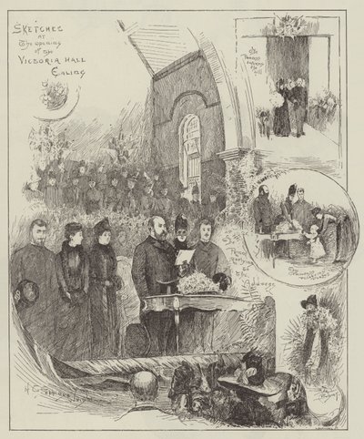 Skizzen zur Eröffnung der Victoria Hall, Ealing von Henry Charles Seppings Wright