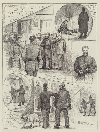 Skizzen mit der Polizei im East End von Henry Charles Seppings Wright