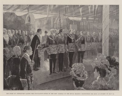Der Herzog von Connaught legt den Grundstein der neuen Schulen der Royal Masonic Institution for Boys in Bushey am 12. Mai von Henry Charles Seppings Wright