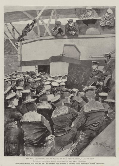 Die Marine-Manöver, Kapitän Barrow von der HMS Prince George und seine Crew von Henry Charles Seppings Wright