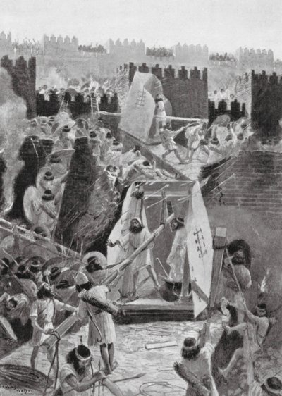 Die Perser stürmen die Zitadelle von Babylon (Lithografie) von Henry Charles Seppings Wright