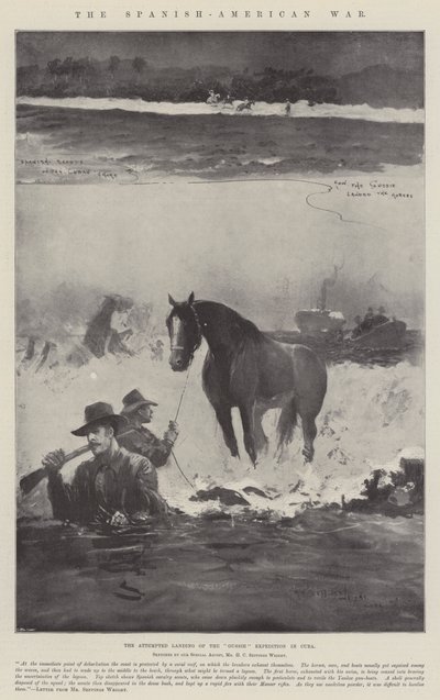 Der Spanisch-Amerikanische Krieg, der versuchte Landgang der Gussie-Expedition in Kuba von Henry Charles Seppings Wright