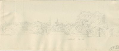 Lichfield - Nordansicht (fern): Bleistiftzeichnung, undatiert [1788-1855] von Henry Curzon Allport