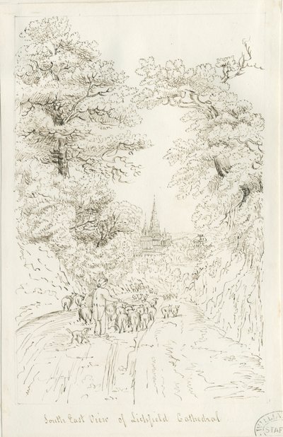 Lichfield Kathedrale - Südostansicht (fern) von Henry Curzon Allport