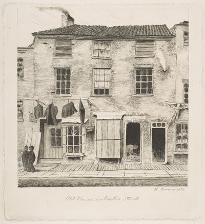 Altes Haus in der Rector Street, aus "Szenen des alten New York" von Henry Farrer