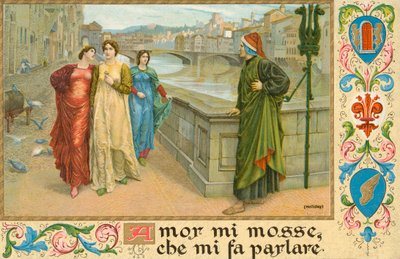Italienischer Dichter Dante Alighieri und Beatrice Portinari von Henry Holiday