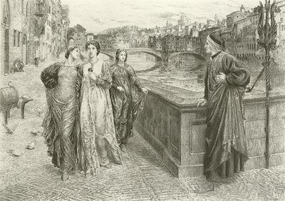 Das erste Treffen von Dante und Beatrice (Gravur) von Henry Holiday