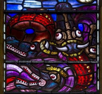 Yeovil, St. Johannes der Täufer, Die Drachen (Detail), 1917-18 von Henry Holiday