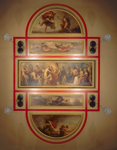 Decke in der Bibliothek und im Speisesaal, Darstellung der Legende von Pandora, um 1834 von Henry Howard